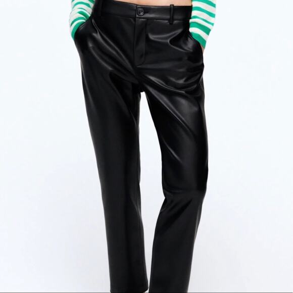 ZARA BLOGGER FAVORITE FAUX LEATHER PANTS - Picture 6 of 12